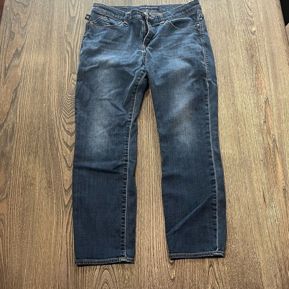 Rock & Republic Kashmiere Crop Jeans Mid Rise Whisker Denim Dark Wash Size 12